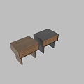 Modern Wooden Bedside Table With Woven Texture Drawer And Simple Structure 3d model
