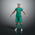 3D Character In Green Sports Outfit With Companion Creature Standing On Smooth Surface
