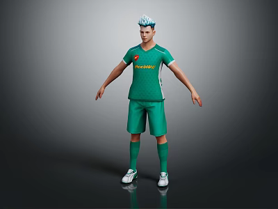 3D Character In Green Sports Outfit With Companion Creature Standing On Smooth Surface 3d model
