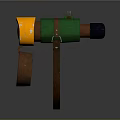 Green And Yellow Binoculars With Brown Strap Round Lens Covers And Gear Component