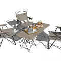 Foldable Outdoor Table and Chair Set with Metal Frame and Fruit Tray