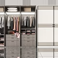 Modern Wardrobe Interior With Sliding Doors Storage Drawers And Hanging Rails