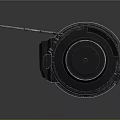 Black Mechanical Device With Orange Ring Slender Antennas And Circular Lens 3d model