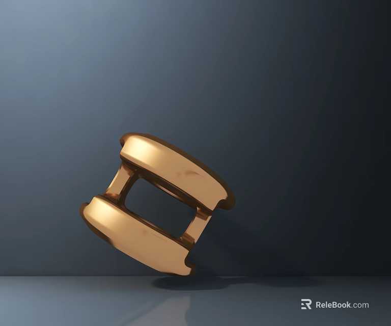 Golden Sculpture With Symmetrical Curved Parts And Connecting Structure Floating On Dark Background 3d model 