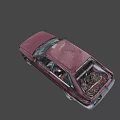 Old Rusty Red Car With Damaged Windows And Interior Red Seat