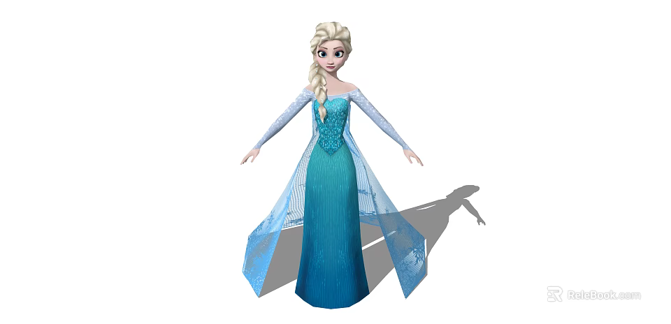 Frozen Elsa Animated Character With Platinum Blonde Hair And Sparkling Blue Ice Gown 3d model 