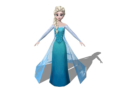 Frozen Elsa Animated Character With Platinum Blonde Hair And Sparkling Blue Ice Gown 3d model