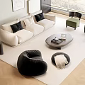 Modern Sofa Coffee Table Combination Cream Sofa 3d model