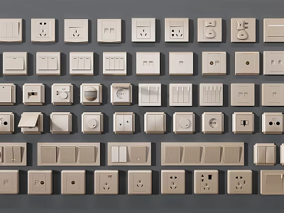 Various Modern Switch Panels Showcasing Different Designs For Home Electrical Use 3d model