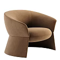 Modern Brown Upholstered Accent Chair With Curved Backrest And Unique Base