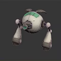 Mechanical Character With Spherical Body Green Elements And Four Legs Design