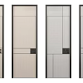 Modern Sleek Interior Swing Doors With Black Frames And Minimalist Panel Designs 3d model