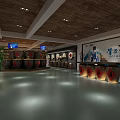 Modern Tobacco and Alcohol Store Interior With Wooden Shelves And Displayed Products