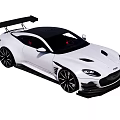 White Sports Car With Black Rear Spoiler And Red Interior Design