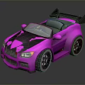 Pink Convertible Sports Car With Black Accents Carbon Fiber Spoiler And Alloy Wheels