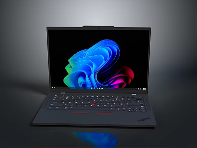 Sleek Black ThinkPad Laptop Showcasing Vibrant Abstract Screen Display for Professional Work 3d model