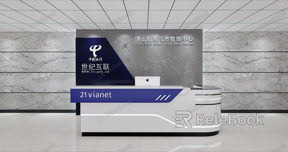 Modern reception desk science and technology front desk background wall model