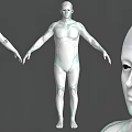 Game and Movie Character White Humanoid Model with Blue Tech Lines Multiple Angles View 3d model