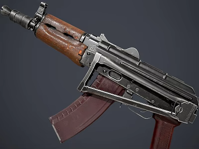 Classic Assault Rifle With Wooden Stock Metal Construction And Detachable Magazine 3d model