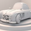 Red Vintage Style Car With Unique Design Details 3d model
