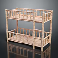 Wooden Bunk Bed With Safety Guardrails Simple Design For Children's Room