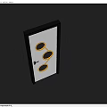 Modern White Panel Door With Black Frame And Yellow Circular Decorations 3d model