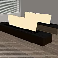 Two Modern Linear Fireplaces With Burning Flames In Wooden Floor Interior 3d model