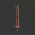 Simple Sturdy Metallic Pogo Stick Featuring Spring Mechanism Handlebar And Base Design 3d model