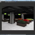 Fruit Store Interior With Colorful Fresh Fruits On Wooden Display Shelves