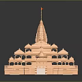 Hindu Temple Architecture With Multi Tiered Roofs Tall Spire Red Flag Orange Exterior Stone Steps