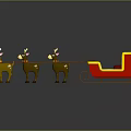 Decorated Reindeer Team Pulling Red Sleigh With Yellow Trim And Festive Design