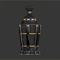 Decorative Metal Container With Conical Lid Colored Gemstones And Gold Accents