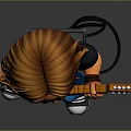 Cartoon Man With Long Hair Playing Electric Guitar In Black T-Shirt And Blue Jeans
