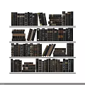 Vintage Bookcase With Organized Rows Of Classic Books And Decorative Spines