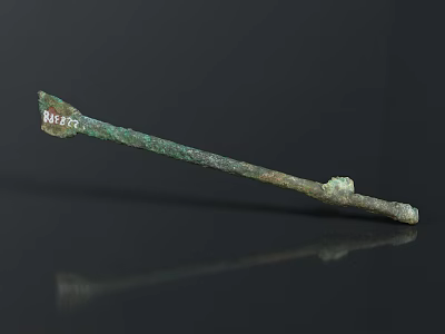 Ancient Bronze Sculpture With Elongated Shape And Carved Decorative Details 3d model