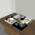 Modern Ornaments Combination Book Cup Kitchen Utensils Tray 3d model