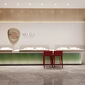 Elegant Jewelry Store Interior Design With Glass Display Counters Red Chairs And Wooden Walls