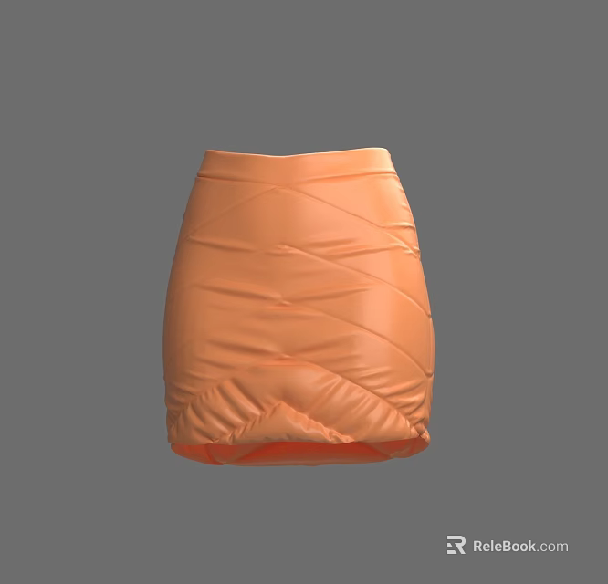 Orange Pleated Skirt With Sleek Texture And Fashionable Design For Casual Wear 3d model 