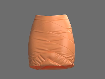 Orange Pleated Skirt With Sleek Texture And Fashionable Design For Casual Wear 3d model