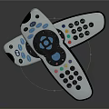 Multiple TV Remotes With Colorful Buttons For Television Control On Sleek Surface 3d model