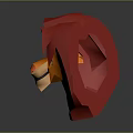 Cartoon Style Low Poly 3D Lion Head Model With Red Mane And Orange Face Design