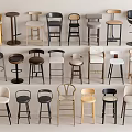 Various Bar Stool Designs With Modern Styles Different Materials And Colors 3d model