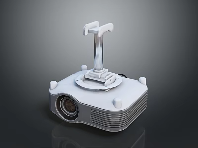 Sleek White Computer Projector With Adjustable Top Mount And Compact Modern Design 3d model