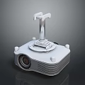 Sleek White Computer Projector With Adjustable Top Mount And Compact Modern Design