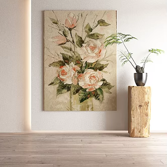 Modern plant painting decorative painting 3d model