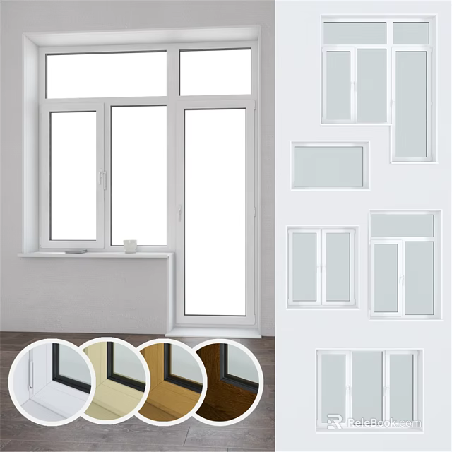 Casement Windows With Modern Design And Multiple Color Frame Options 3d model 