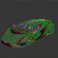 Silver Sports Car With Green Accents Sleek Aerodynamic Body And Black Wheels