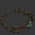 Intricate Twisted Weapon Featuring Central Teal Gem And Forged Metal Structure