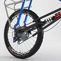 Blue Recumbent Bicycle with Black Padded Seat Curved Handlebars and Large Front Wheel
