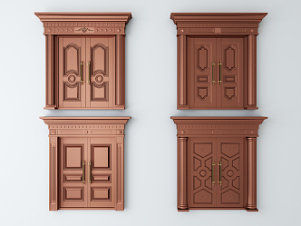 European style double door entrance door 3d model